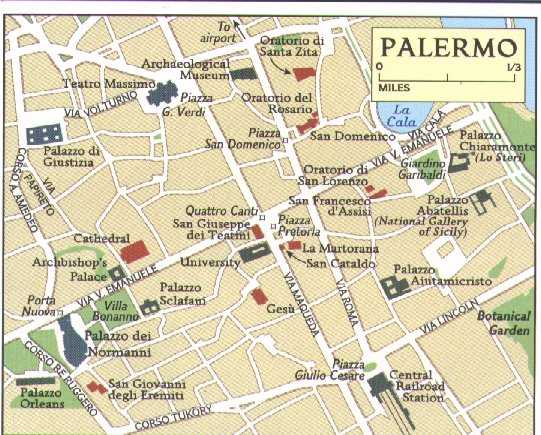 Подробная карта палермо на русском языке, карта палермо с достопримечательностями и отелями