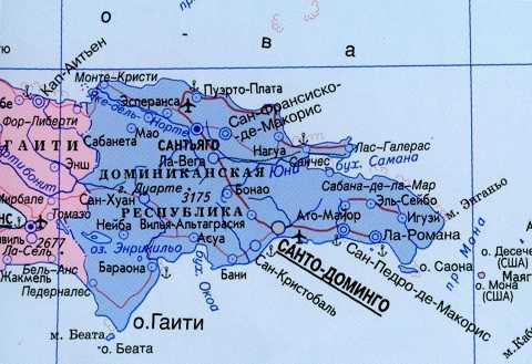 Подробная карта Гаити с отмеченными городами и достопримечательностями страны. Географическая карта. Гаити со спутника