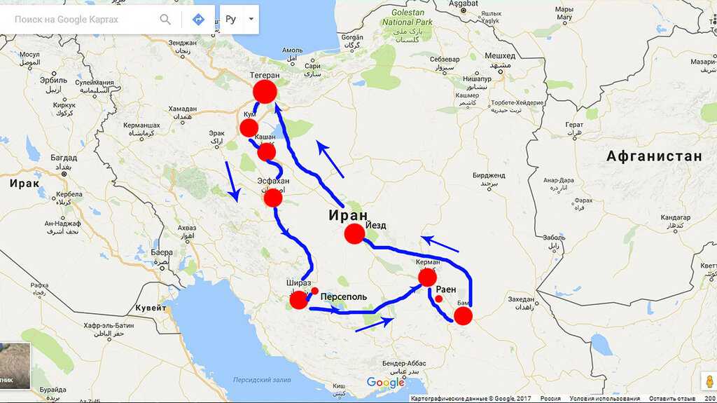 Карта дорог ирана