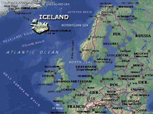 Где расположена исландия на политической карте мира на русском языке?