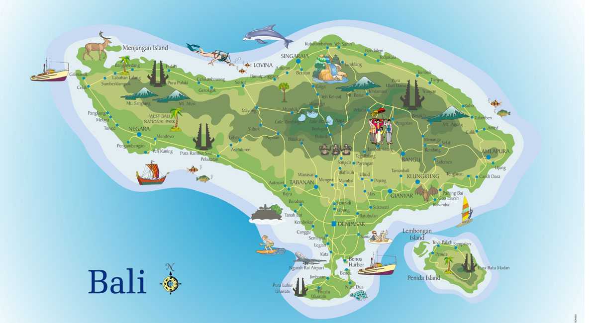 Бали на карте с курортами индонезии, фото, отзывы туристов