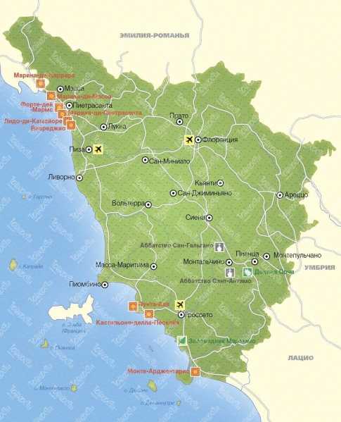 О регионе тоскана в италии: достопримечательности, место на карте, виды отдыха