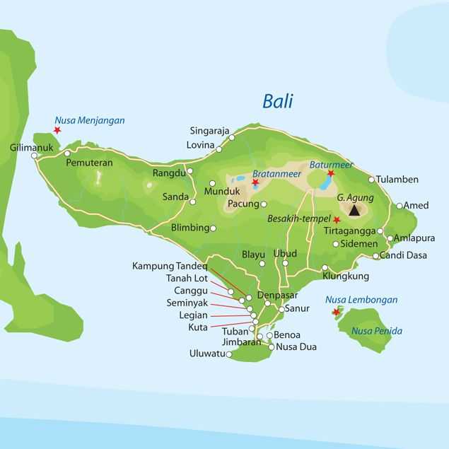 Расположение индонезии, карта с лучшими районами отдыха