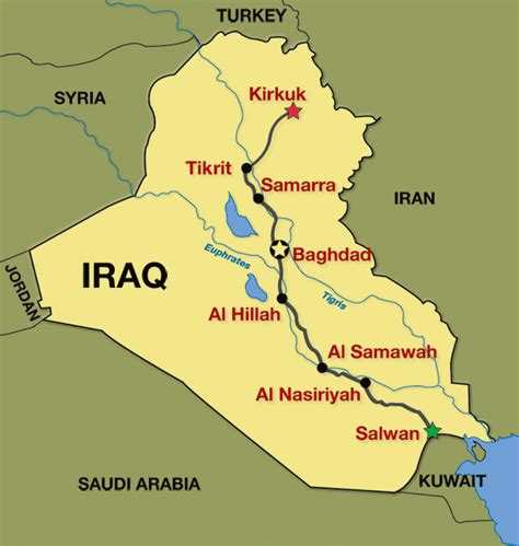 Подробная карта Ирака с отмеченными городами и достопримечательностями страны. Географическая карта. Ирак со спутника