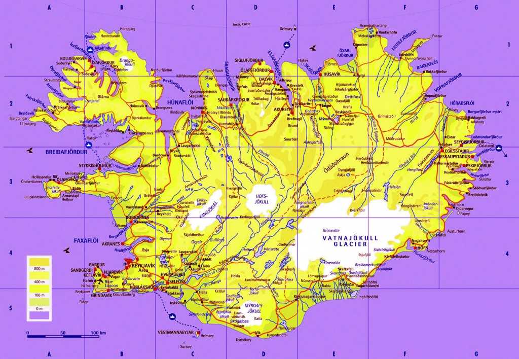 Карты западная исландии (исландия). подробная карта западная исландии на русском языке с отелями и достопримечательностями