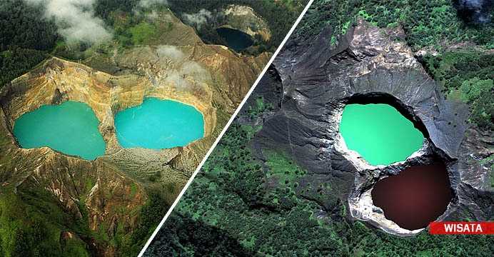 Келимуту — вулкан в Индонезии с тремя красочными озерами, расположен на острове Флорес. Народ Индонезии считает эту местность национальным сокровищем, причем каждое из трех озер имеет свои особенности и свой цвет