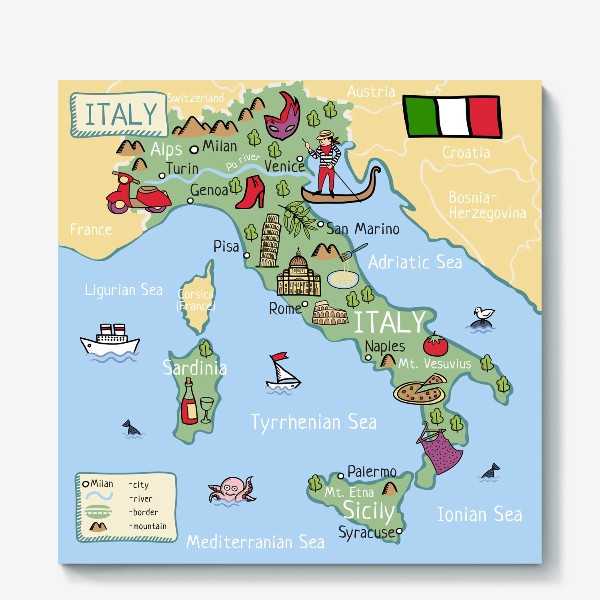 Карта калабрии, италия