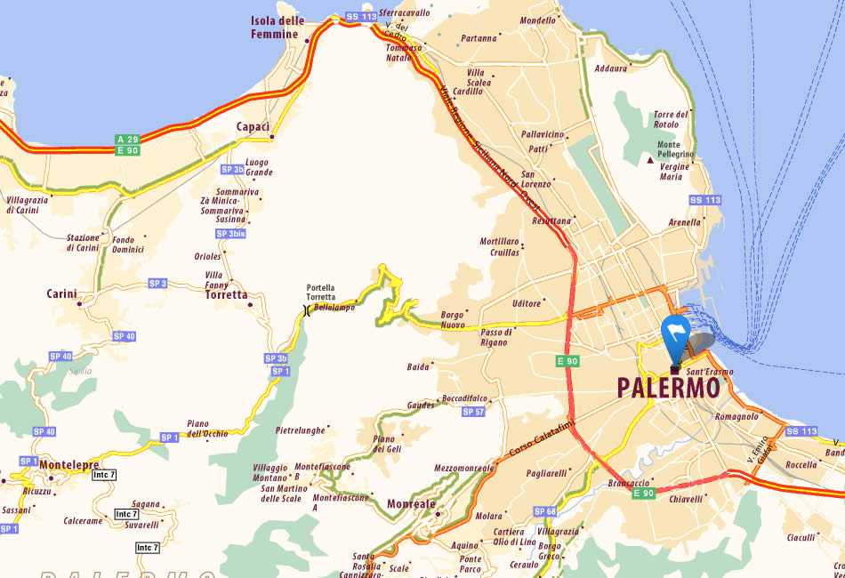 Карта палермо на русском языке, подробная карта палермо с городами и курортамии от туроператора coral travel