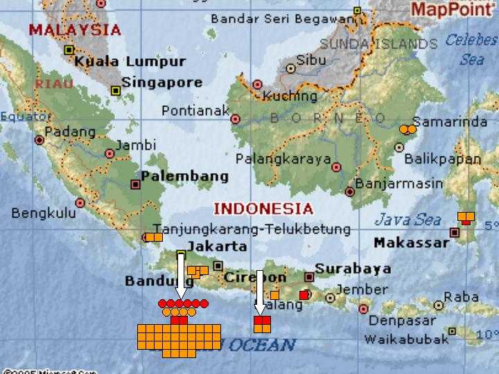 Расположение индонезии, карта с лучшими районами отдыха