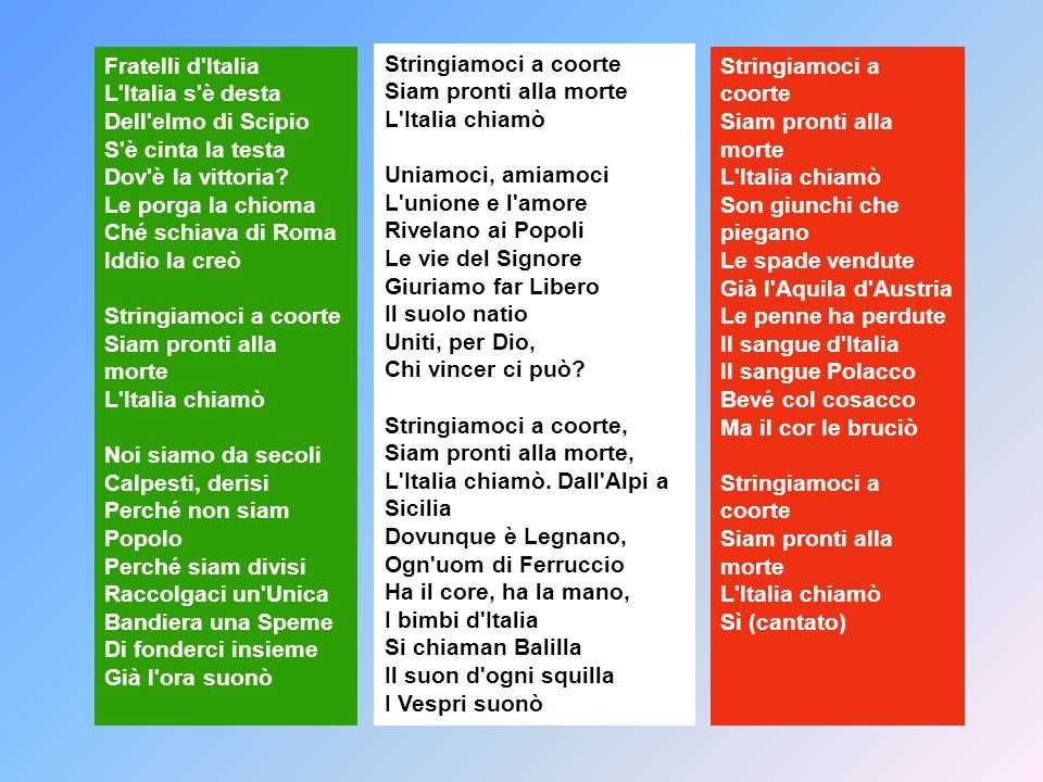 Текст песни гимн италии - fratelli d'italia на сайте rus-songs.ru