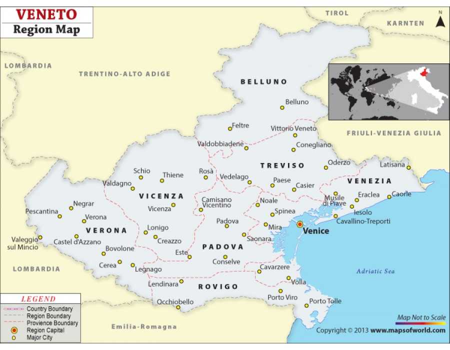 Регион венето (италия): карта, что посмотреть