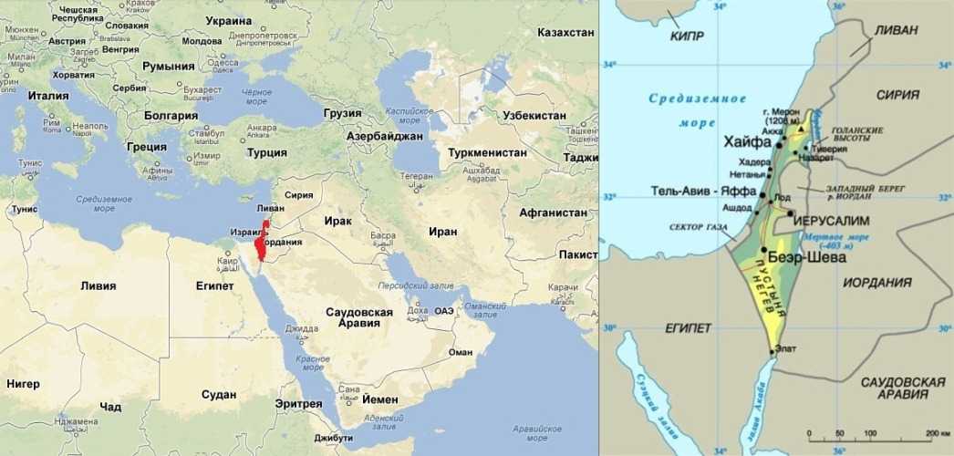 Где находится израиль на карте мира и его страны-соседи